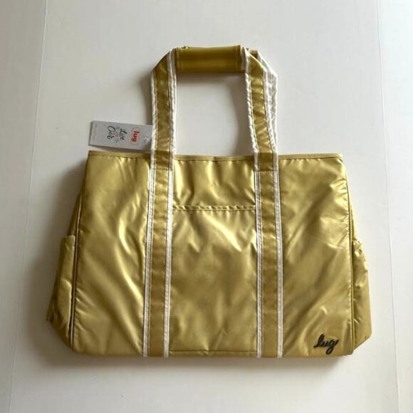 Lug Rover X-Large Carry-All Tote Metallic Gold with North Star Cream Interior - Picture 7 of 15